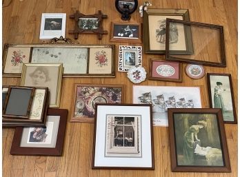 A Large Collection Of Small Framed Artwork And More