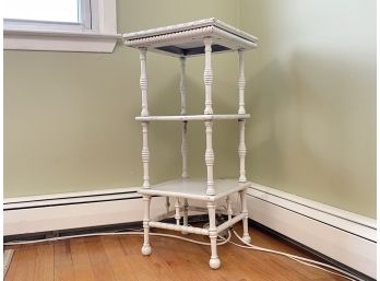 A White Painted Oak Stick And Ball Style Telephone Table, Or Plant Stand