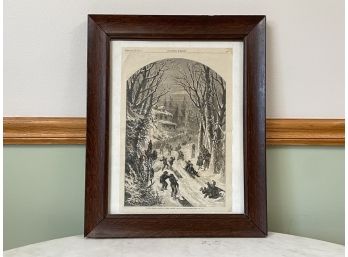 An Antique Framed Etching In Period Wood Frame
