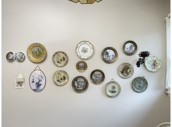 A Collection Of Vintage And Antique Metal And Ceramic Plates