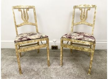 A Pair Of Vintage Wood Faux Painted Folding Chairs