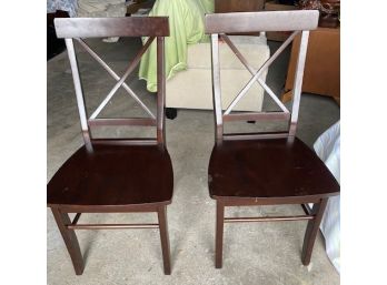 A Pair Of Hard Wood Side Chairs