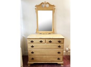 A Vintage Faux Painted Wood Dresser With Mirror