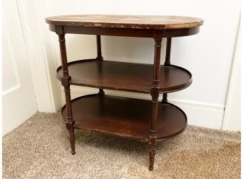 A Vintage Wood Three Tiered Side Table, Or Bar