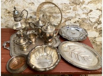 A Large Collection Of Vintage Silverplate