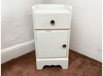 A Vintage White Painted Wood Nightstand