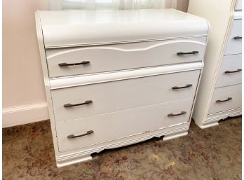 A Vintage White Painted Wood Chest Of Drawers