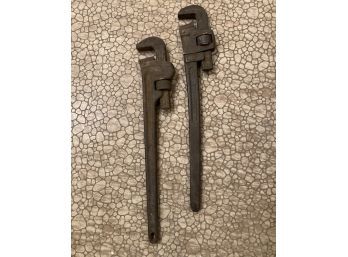 Two Massive Vintage Pipe Wrenches