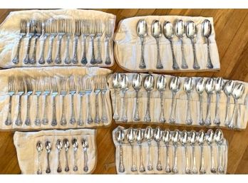 Huge 60 Piece Antique Smith Silver Co. Set Of Dining Silver.
