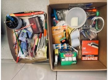 Set Of Boxes With Various Office Supplies