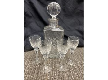Ragalska Crystal Decanter And 4 Cordial Glasses