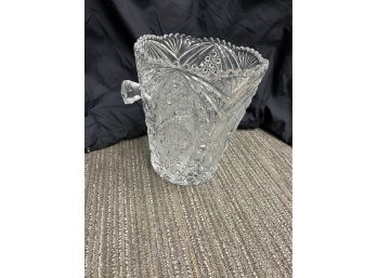 Heavy Crystal /cut Glass Ornate Ice Bucket With Handles