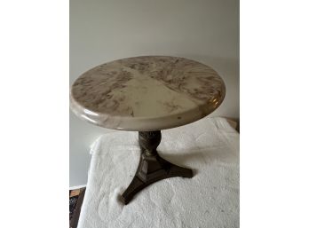 Marble Top End Table With Metal Base