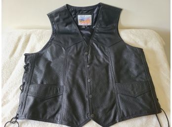 Excelled Vintage Black Leather Vest