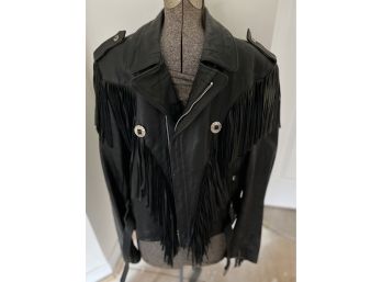 Verducci Leather Jacket With Fringe