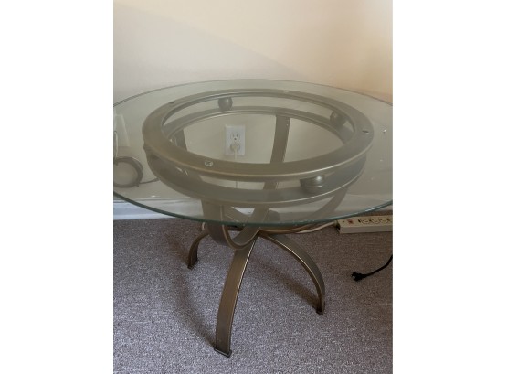 Two Glass Round Side Tables & One Oval Glass Coffee Table