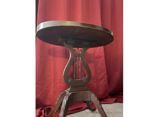 Antique Side Table With Whimsical Wood Etching