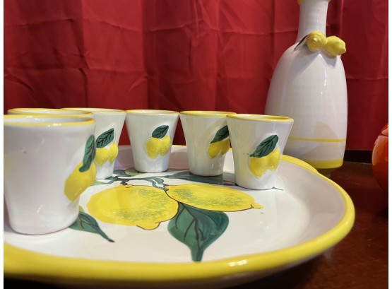 Vietri Pottery- Amazing Limoncello Serving Set- Hand Painted In Italy