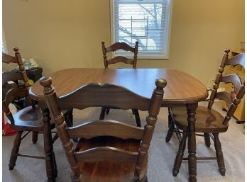 Wooden Table With 6 Chairs And Extendable Leaf