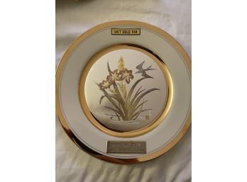Limited Edition Japanese Original Chokin Collection 14k Gold Rim Collectible Plate