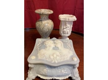 Marble Container And Candle Votives