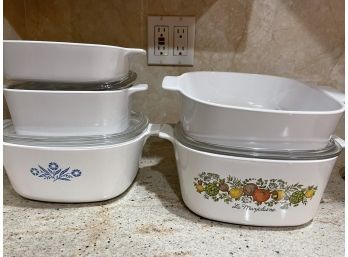 5 Pieces Of Ceramic Casserole Dishes Including CorningWare