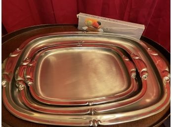3 New Silver Plated Serving Trays