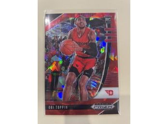 2020 Panini Prizm Red Cracked Ice Rookie Obi Toppin Card #47