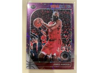 2019-20 Panini NBA Hoops Premium Stock James Harden Purple Disco Prizm Card #66