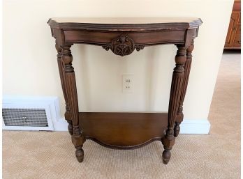 Wooden Console Table With Carved Crest