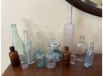 Collection Of Antique Glass Bottles & Sea Glass