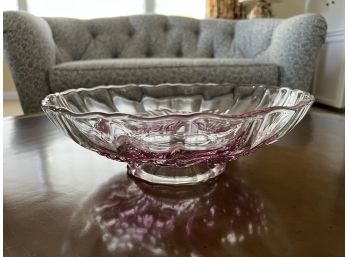 Indiana Glass Cranberry & Clear Footed And Flared Bowl