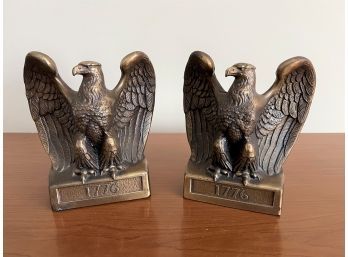 Pair Of 1776 American Bald Eagle Brass Bookends