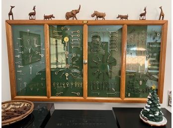 Large Display Case Containing A Collection Of Skeleton Keys