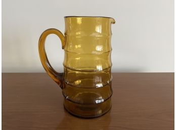 Vintage Tall Amber Glass Water Pitcher