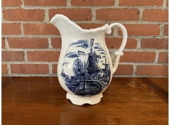 Cobalt Blue And White Ceramic Pitcher - Made In Japan, Circa 1924