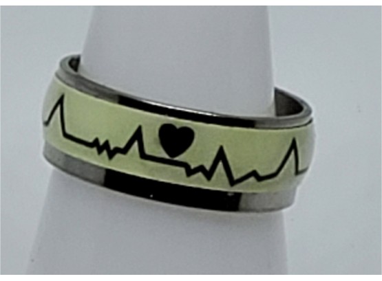Glow In The Dark Heart Beat Design Stainless Steel Band