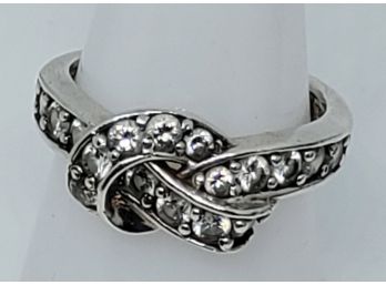 Beautiful Sterling Silver And CZ Knot Band
