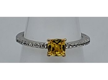 Stunning Created Yellow Sapphire Sterling Silver Ring