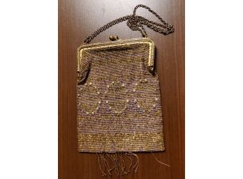 Beautiful Vintage Gold Beaded Chain Strap Purse
