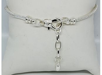 Stainless Steel Silvertone Charm Bracelet With Lobster Claw And Screw-On Closure