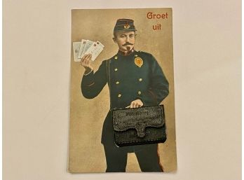 Antique Dutch Postcard Of A Postman With Letter Carrier Bag - Groet Uit