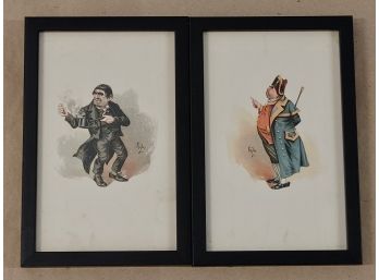 Mr. Bumble & Quilp Framed Color Lithographs, Circa 1890 (2)