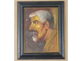 Mid-Century Oil On Masonite, Portrait Of A Man, Signed Jose Rodriguez
