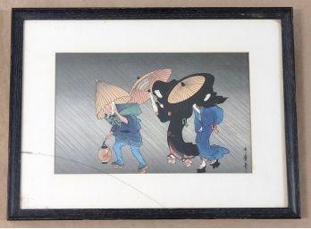 Japanese Woodblock Print - Utagawa Toyokuni I, Rain Storm