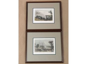 Two Hand Colored Engravings - Utica And View Of New York From Weehawken