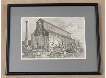 Framed Etching - Grain Elevator Of The New York Central And Hudson River Railroad