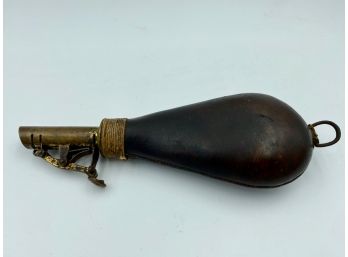 Civil War Era Leather Shot Flask - Measure Loading
