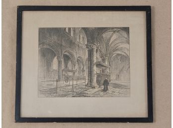 Framed Engraving - The Trinity Chapel Canterbury Cathedral By Herbert Railton