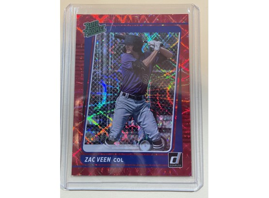 2021 Panini Donruss Rated Prospect Red Laser Zac Veen Col Prizm Card #RP10   108/149